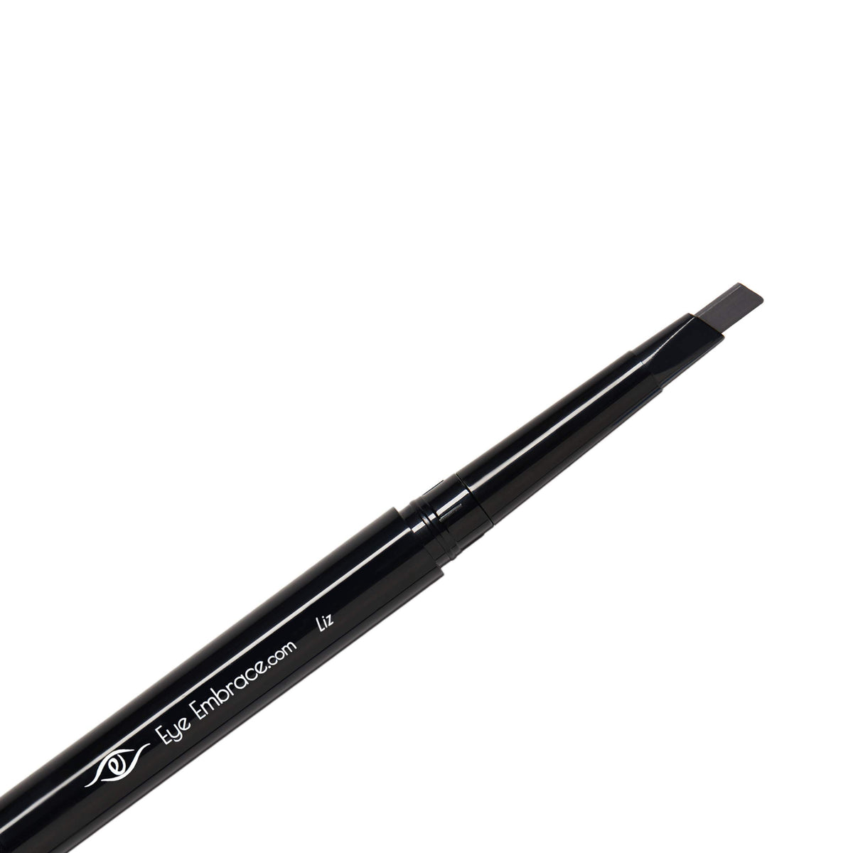 Eye Embrace Liz medium-gray eyebrow pencil swatches for a natural warm-tone blend.
