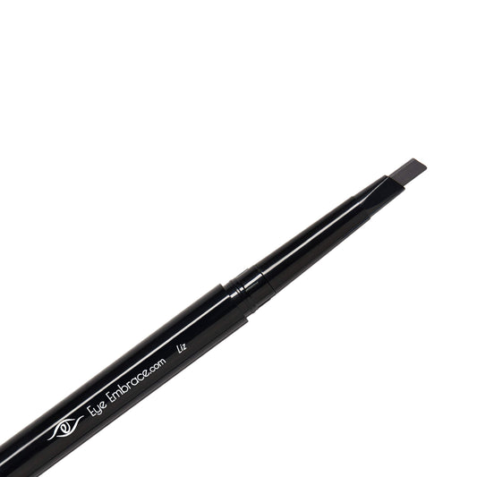 Eye Embrace Liz medium-gray eyebrow pencil swatches for a natural warm-tone blend.