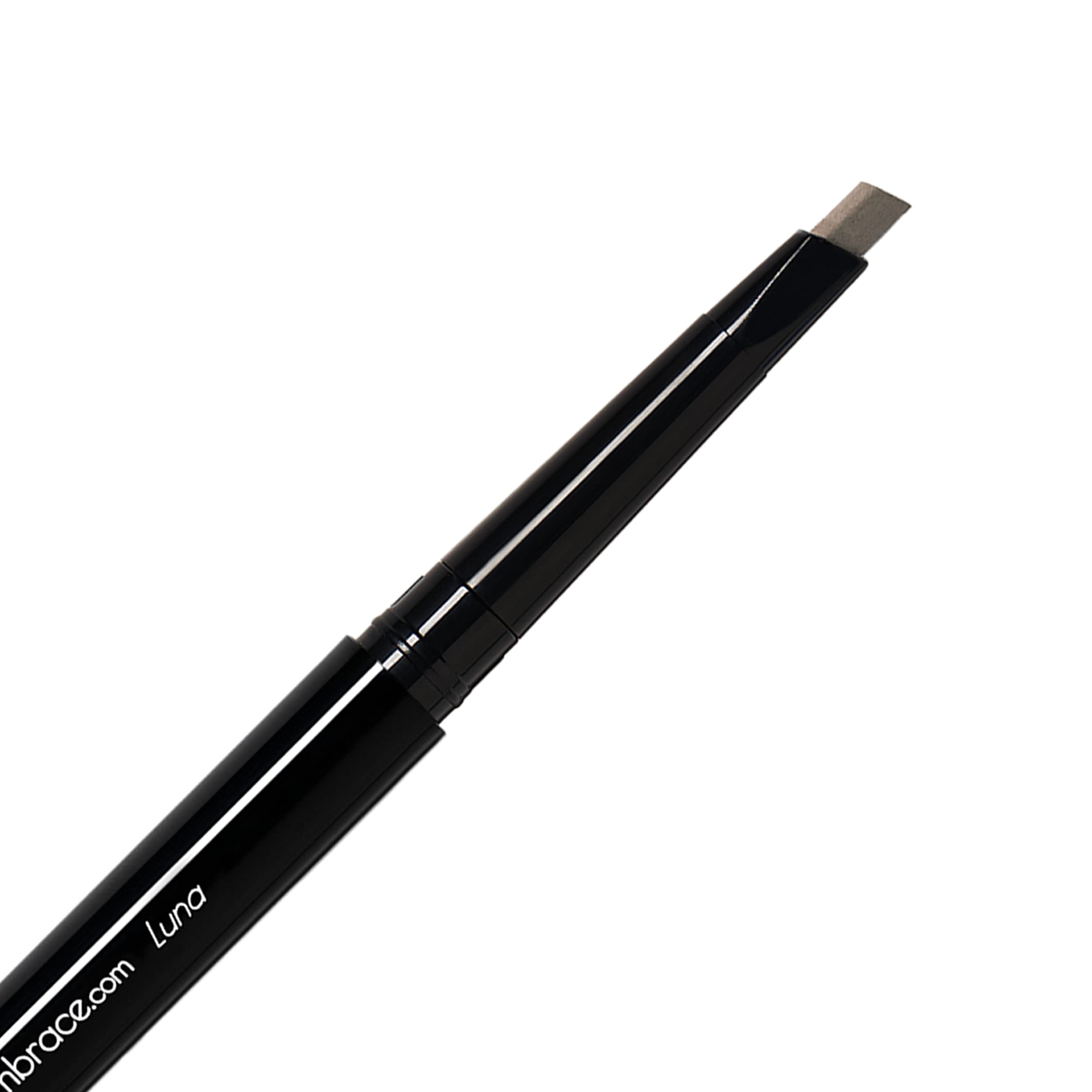 Eye Embrace Luna light brown-gray eyebrow pencil with angled tip for natural gray brow definition.