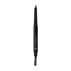 Eye Embrace Luna color blends with gray hair for a natural brow look.