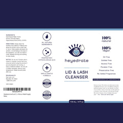 Eye Love lid and lash cleanser packaging-back shows preservative-free care