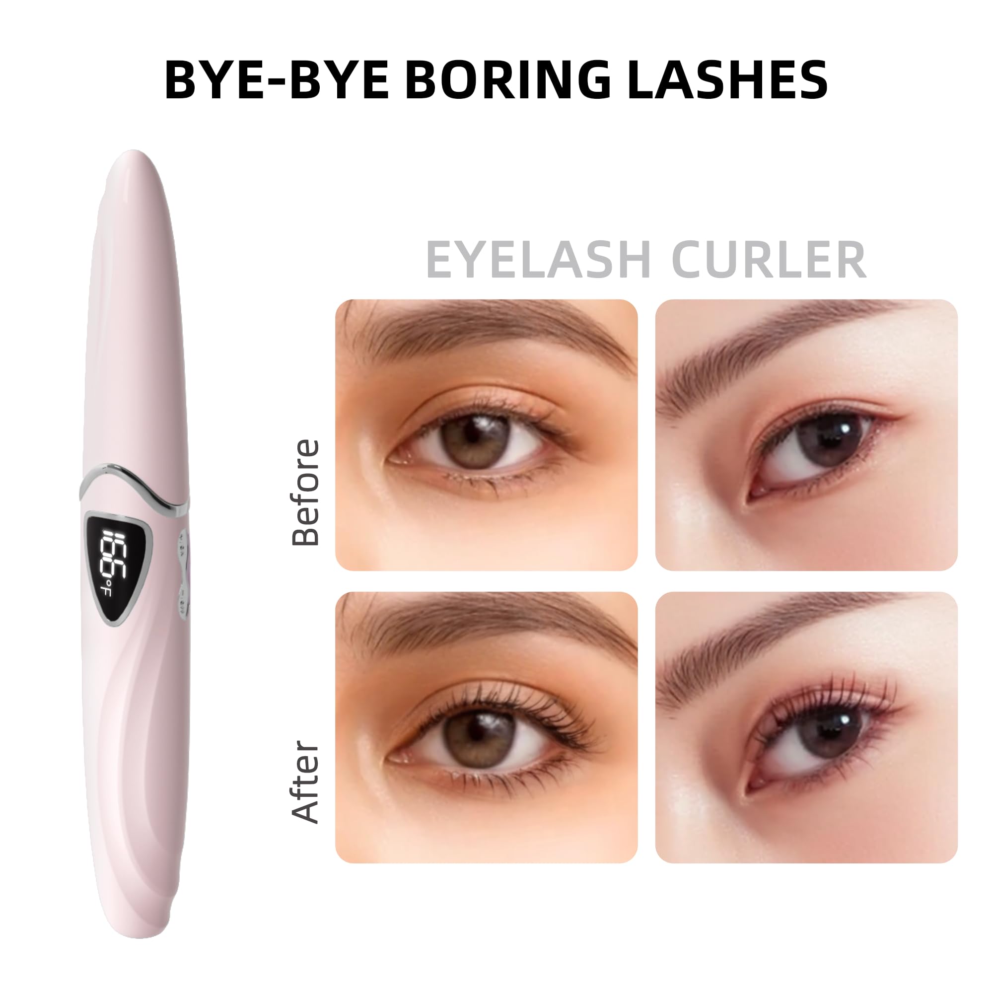 EYECURL S600 heated lash curler teeth close-up, promotes smooth curl without pinching.