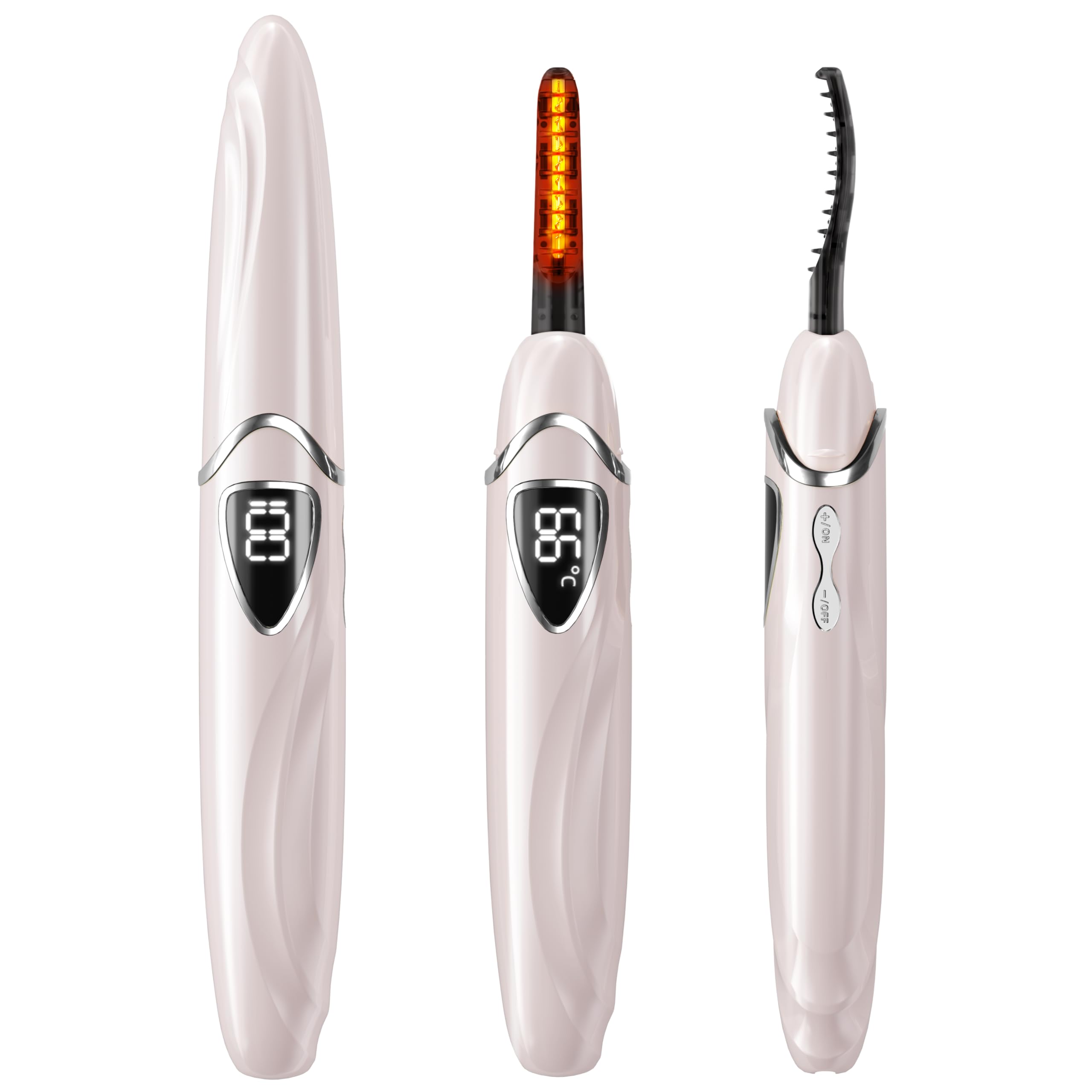 EYECURL S600 Primrose Pink curler in hand, ready for quick natural-looking lift.