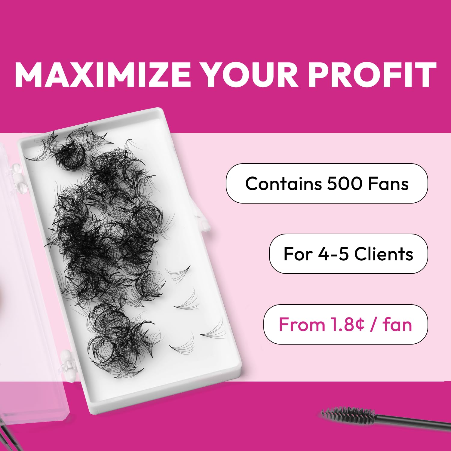 Eyesy Lash 500 Promade Fans pointy base for strong adhesion and seamless coverage.