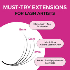 Eyesy Lash Camellia 15mm 3-in-1 fan for dramatic texture.