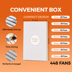 Eyesy Lash lightweight fans reduce lash application fatigue for clients.