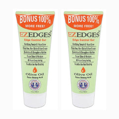EZEDGES edge-control gel with olive oil, 4 oz pack 2, delivers 48-hour hold.