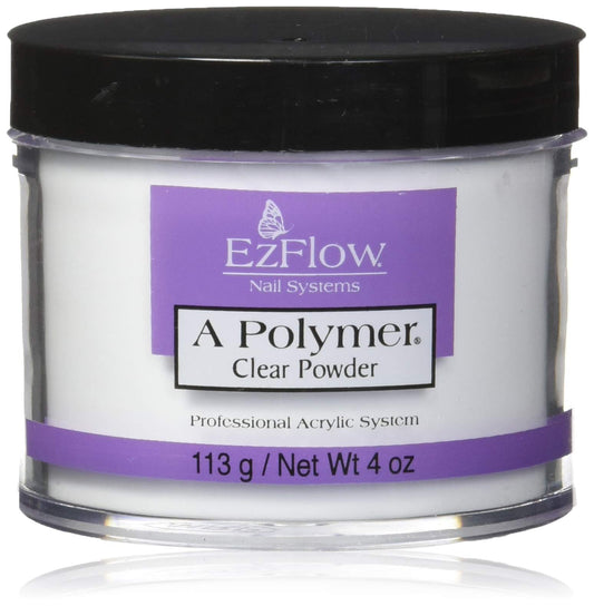 EzFlow polymer clear nails powder package demonstrates quick-dry action for bubble-free sets
