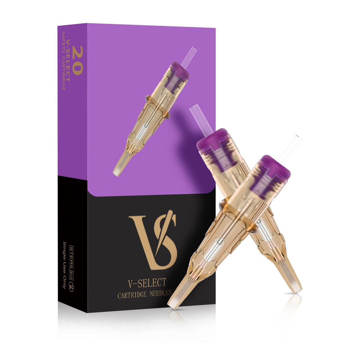 EZTAT2 V-Select curved magnum 15RM cartridge close-up for precise micropigmentation.