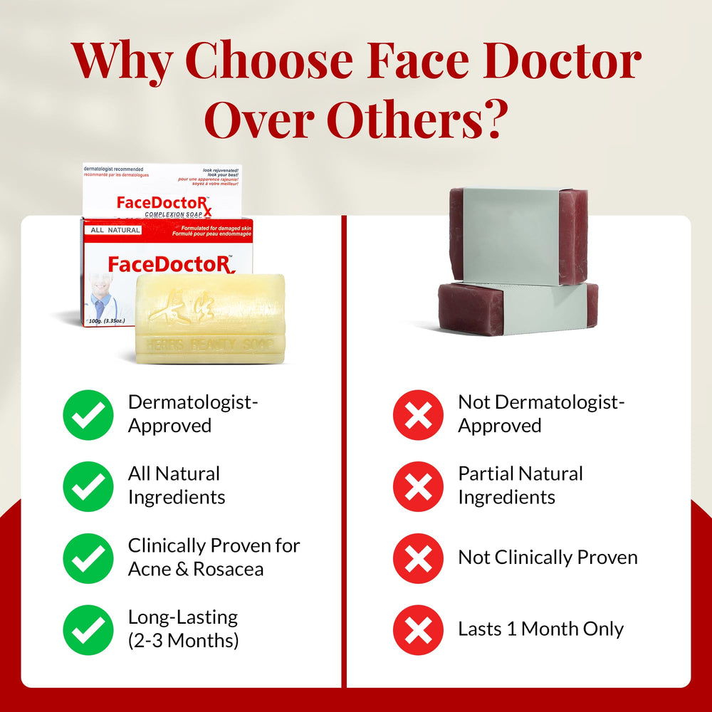 FACEDOCTOR Complexion Bar Soap targeting rosacea and redness with mild cleansing.