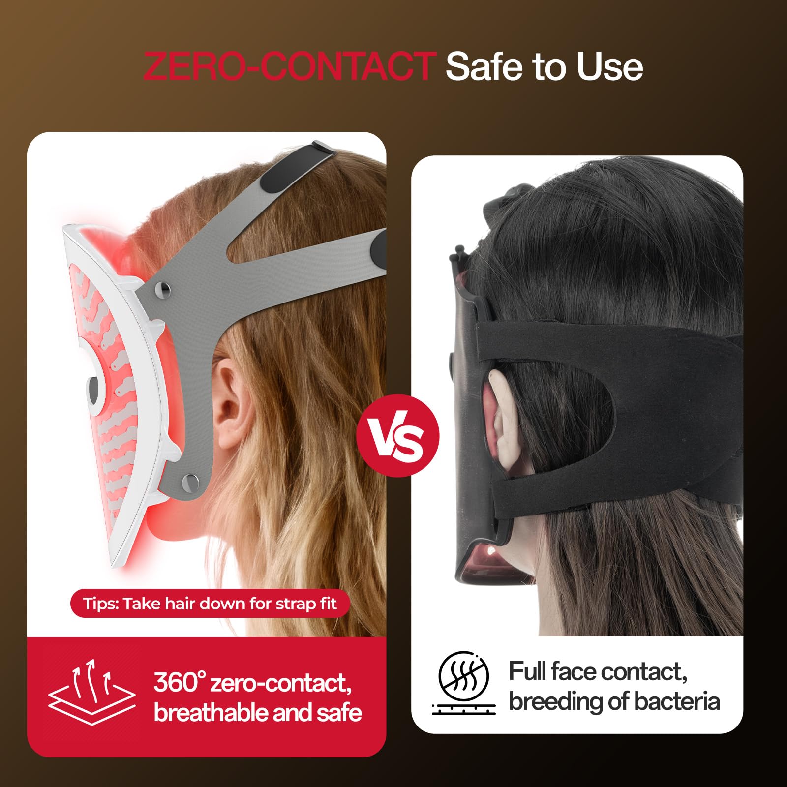 Facego cordless red light mask seven color modes with auto-cycle options.