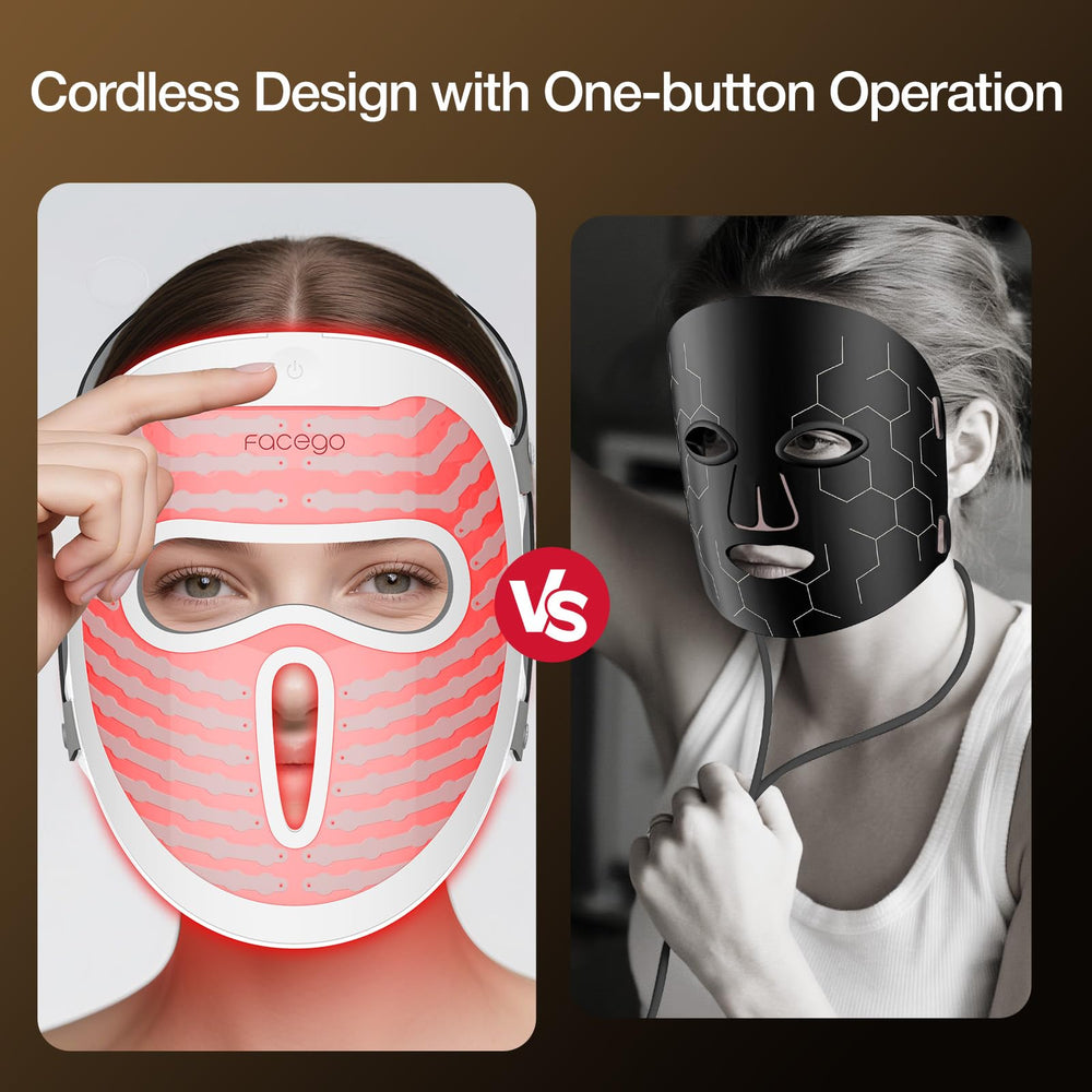 Facego cordless red light mask eye pads for comfortable wear and light isolation.