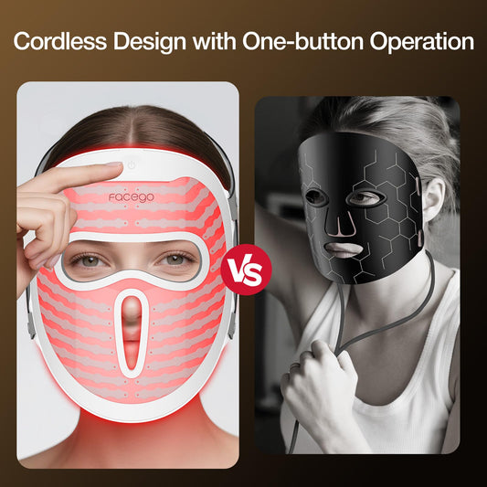 Facego cordless red light mask eye pads for comfortable wear and light isolation.