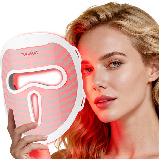 Facego cordless red light mask front view for hands-free skincare at home.