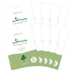 FACETORY Artemisia refreshing relief sheet mask provides lightweight hydration for calm skin.