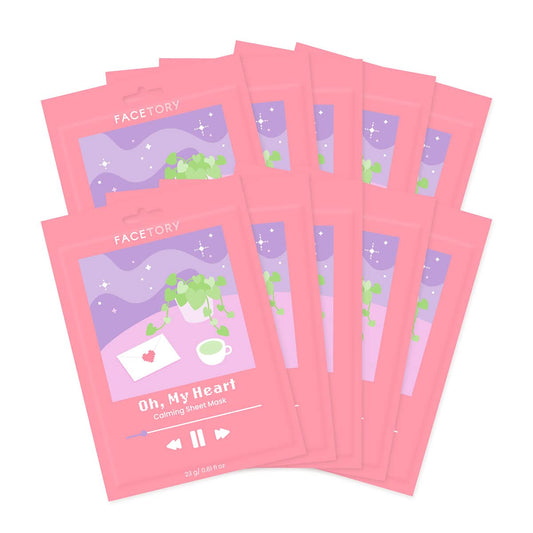 FACETORY Calm Mask heartleaf extract closeup for soothing irritated skin and balanced tone