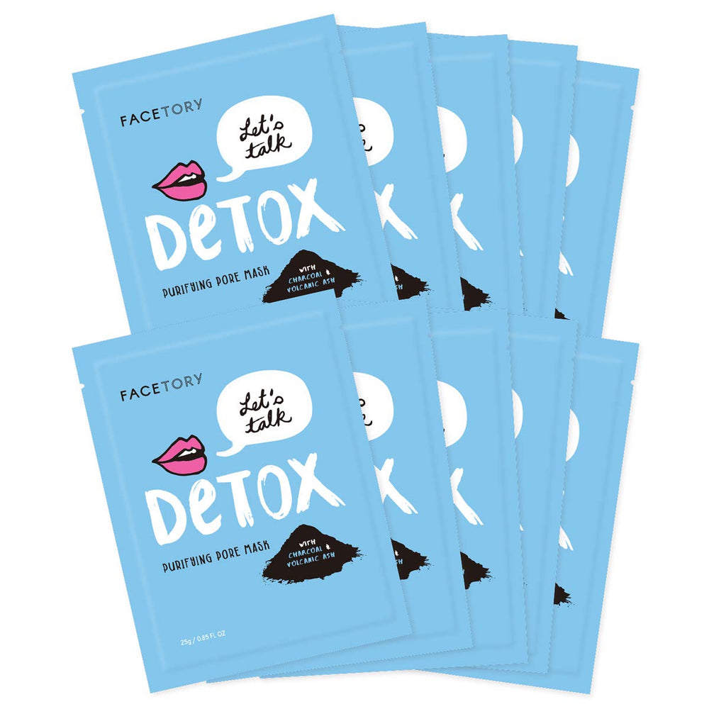 FACETORY detox charcoal sheet mask nourishes pores and balances oily skin.