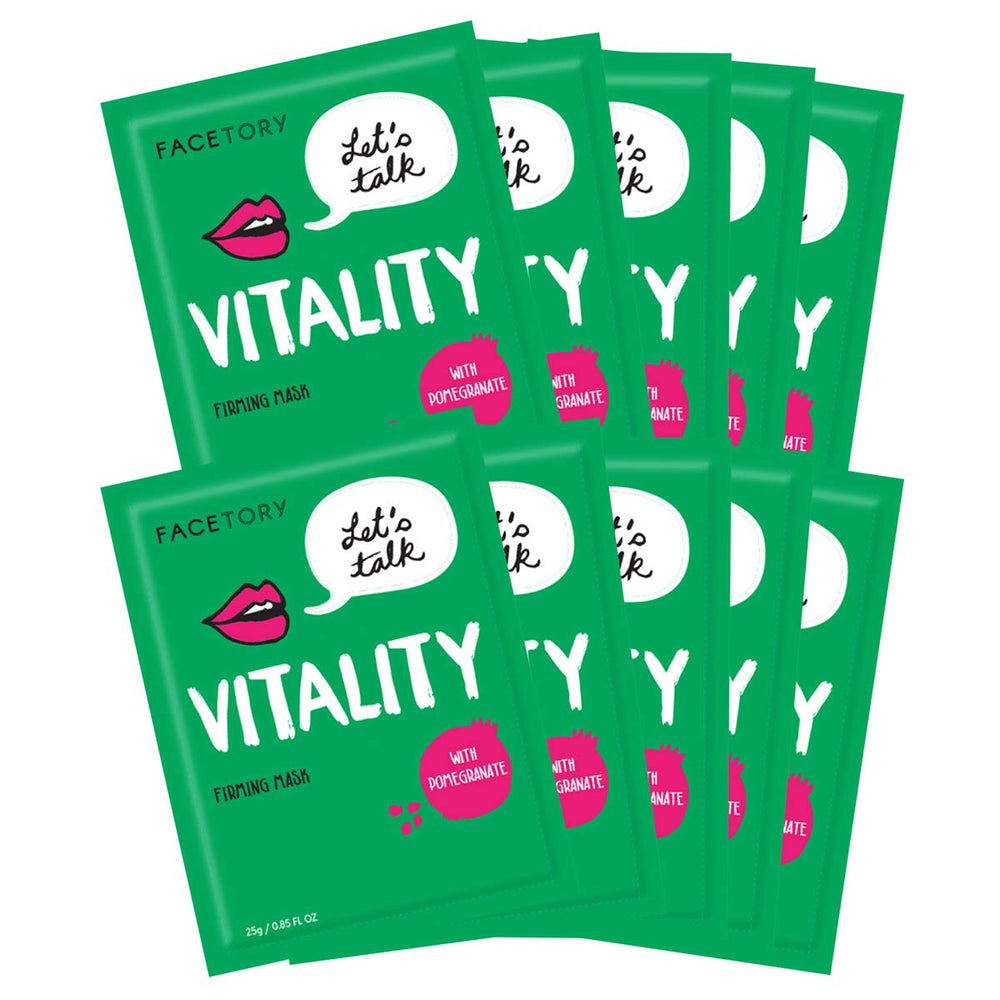 FACETORY Let’s Talk Vitality sheet mask with pomegranate delivering radiant hydration