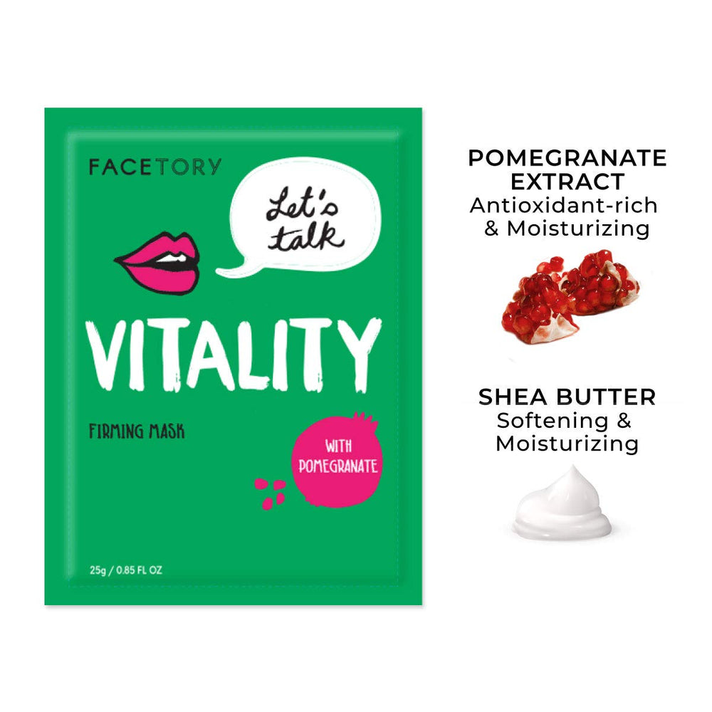 FACETORY Let’s Talk Vitality sheet mask with shea butter nourishes and smooths