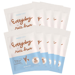 FACETORY rice-bran sheet mask pack showing hydration and even skin tone benefits
