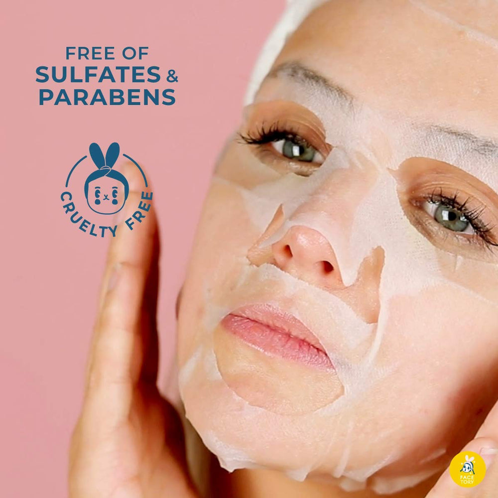 FACETORY Two-step mask showing ampoule and sheet mask together.