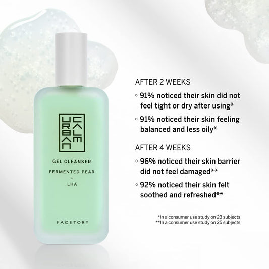 FACETORY Urban Calm foam texture transitioning to foam during cleanse.