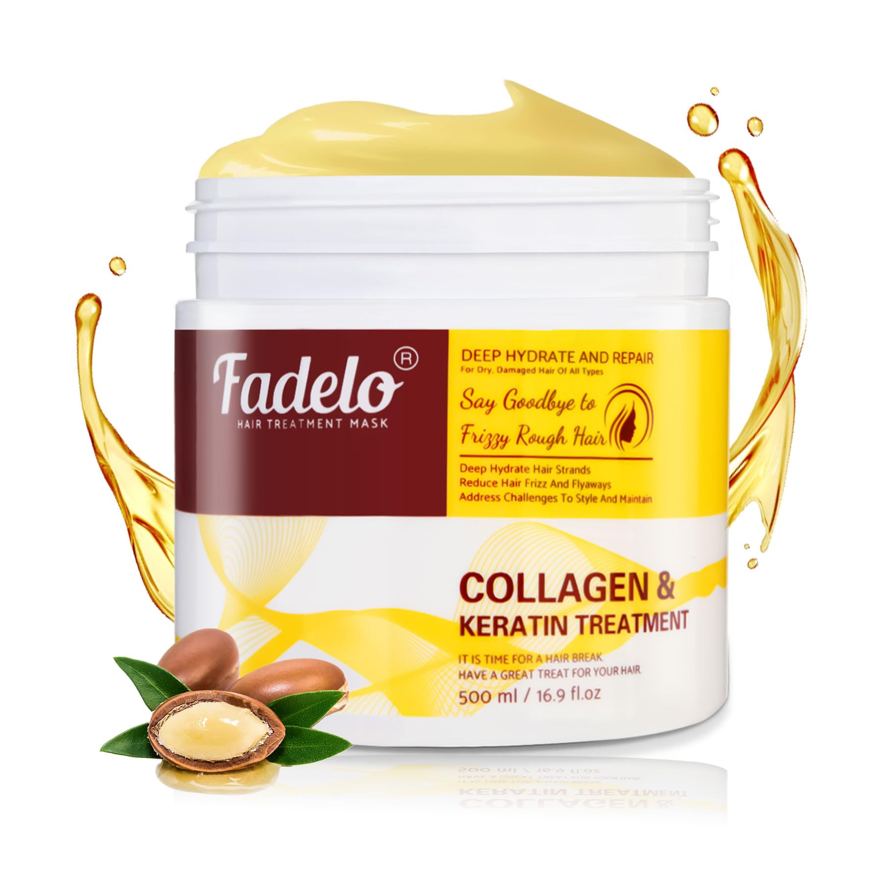 Fadelo Keratin Hair Mask bottle close-up for intense conditioning.