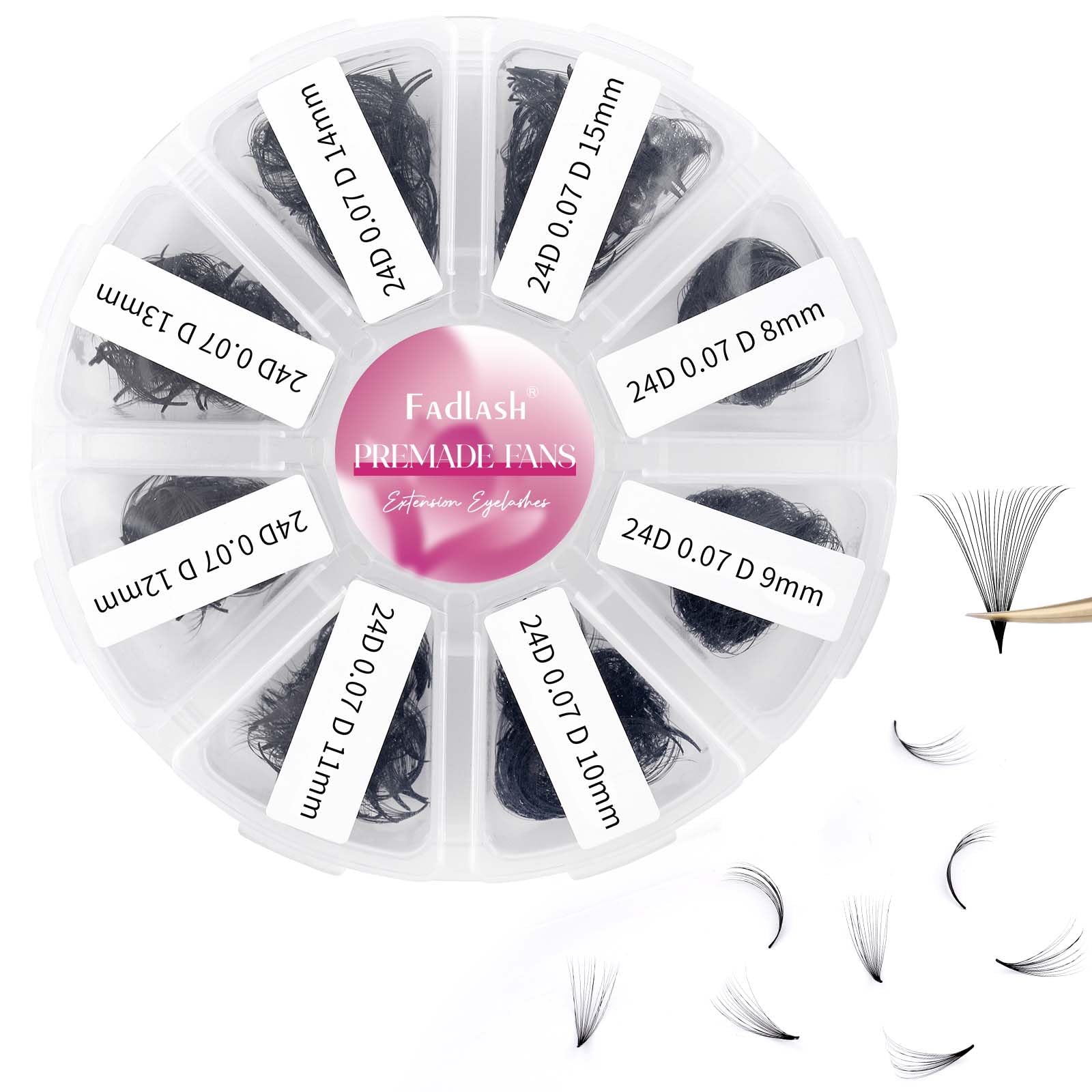 FADLASH 1000 Fans premade volume extensions in tray for rapid full-volume sets
