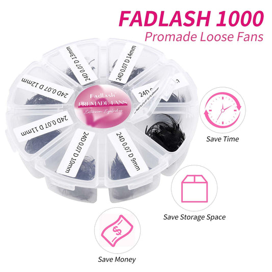 FADLASH 24D premade lash fans with a thin base for easy application