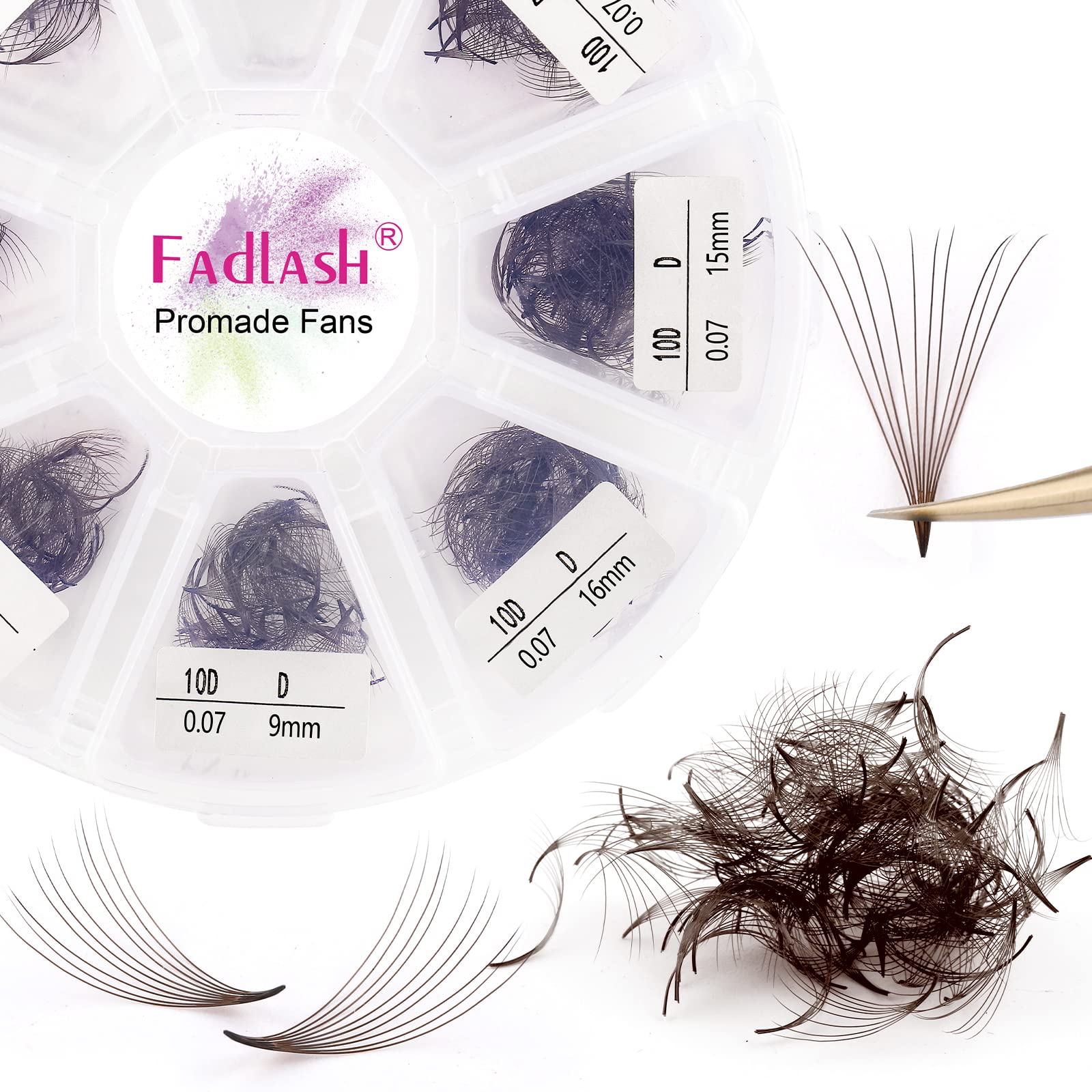 FADLASH colored lash extensions 10D premade fans in brown mix for dramatic volume