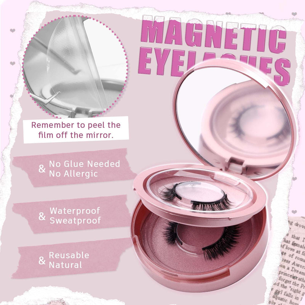 FADLASH compact magnetic box with mirror keeps lashes ready.