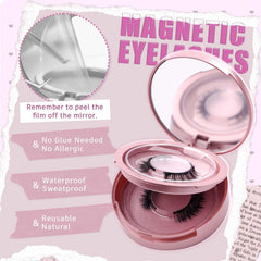 FADLASH compact magnetic box with mirror keeps lashes ready.