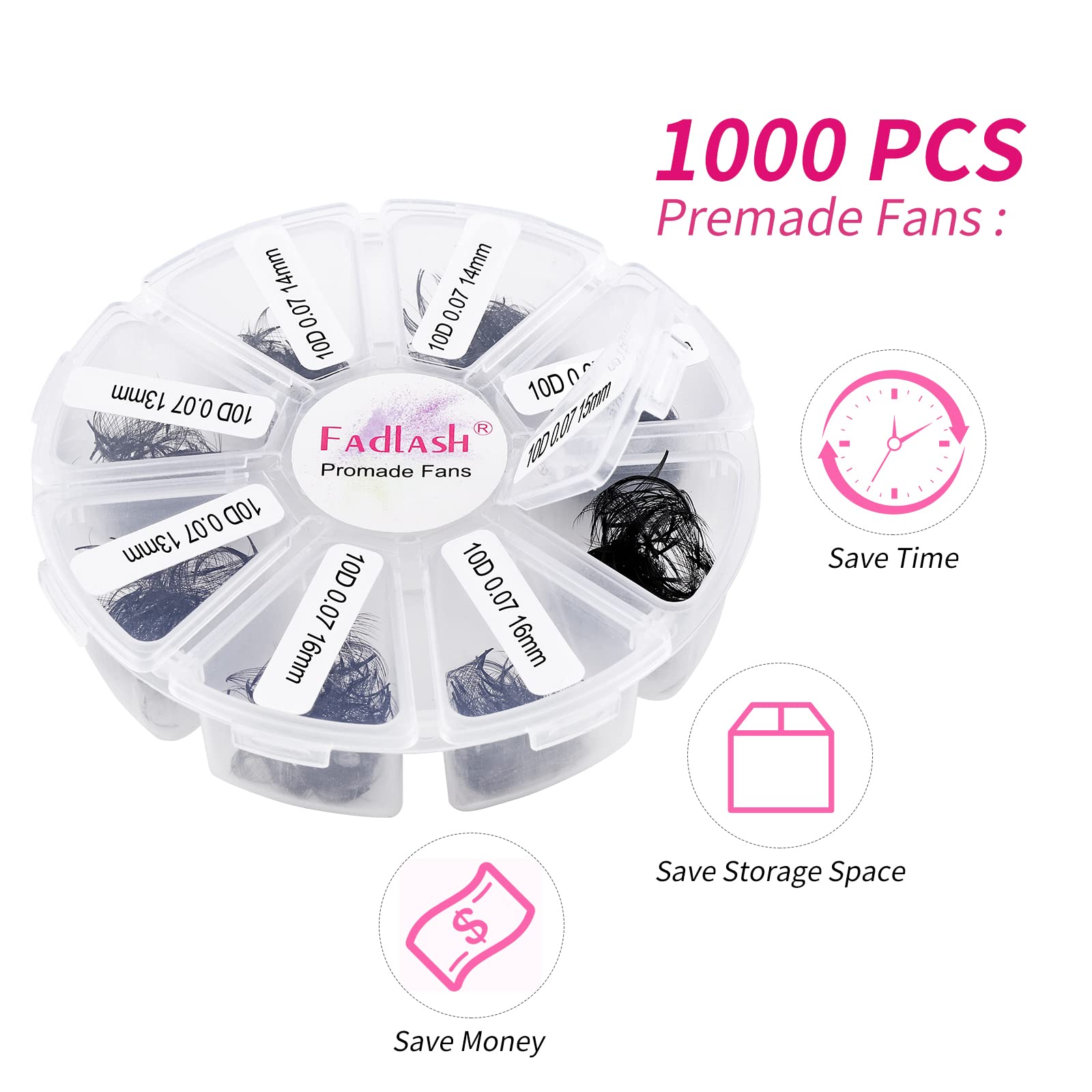 FADLASH D-curl 10D-0.07D premade lashes offer quick, uniform lift.