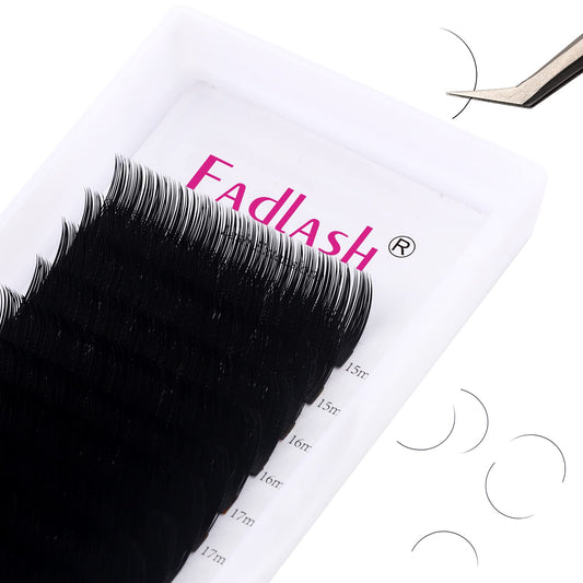 FADLASH eyelash extensions with C/D curl mix for natural to dramatic lash enhancement