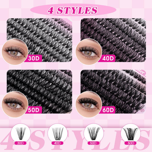 FADLASH D-curIrl lash clusters 8-16mm in-use demonstrate lift and definition.