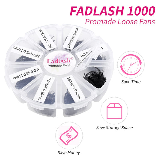 FADLASH loose fans easy application illustration for faster lash extension placement