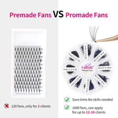 FADLASH premade fans color options including black and light pink