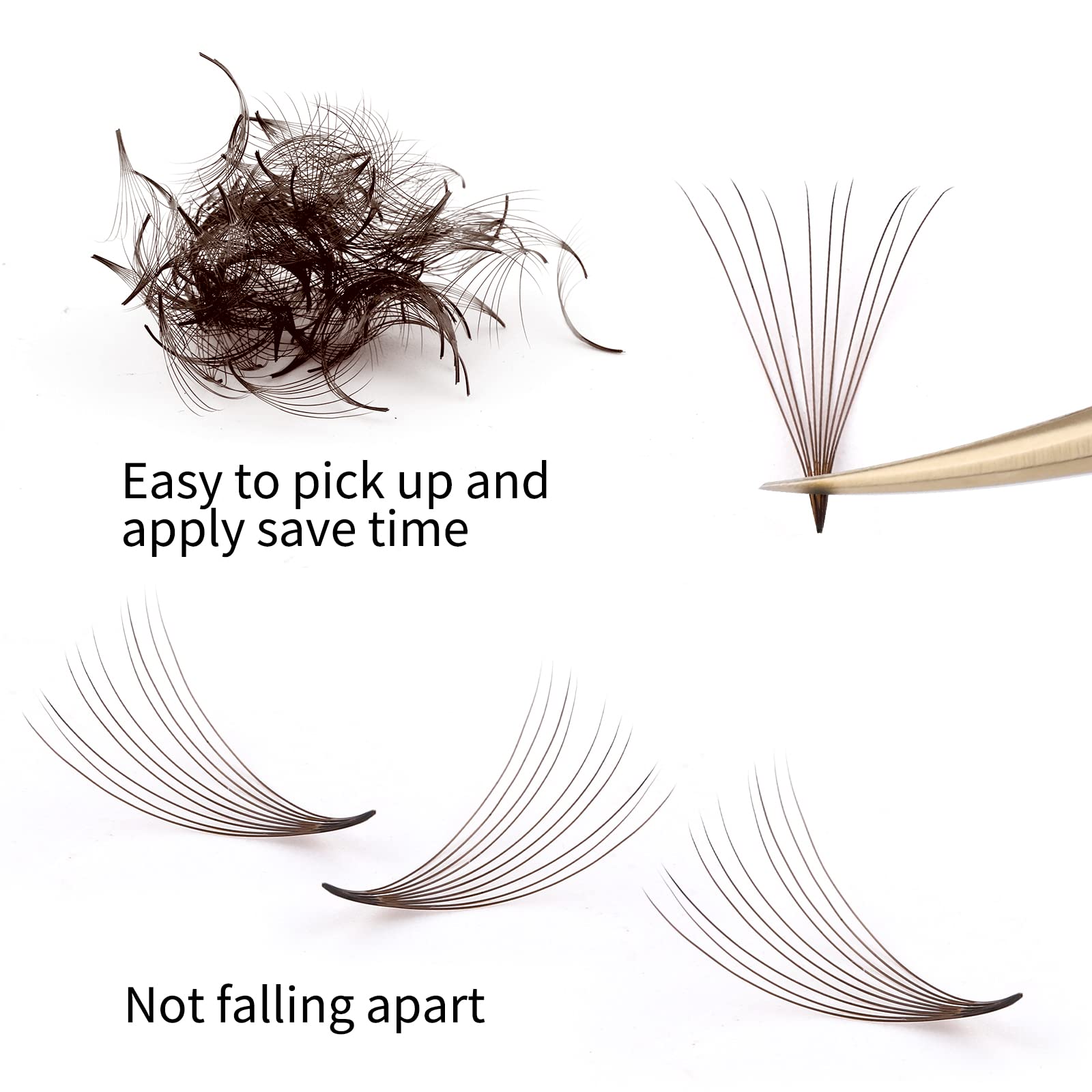 FADLASH premade fans with slim base for comfortable wear