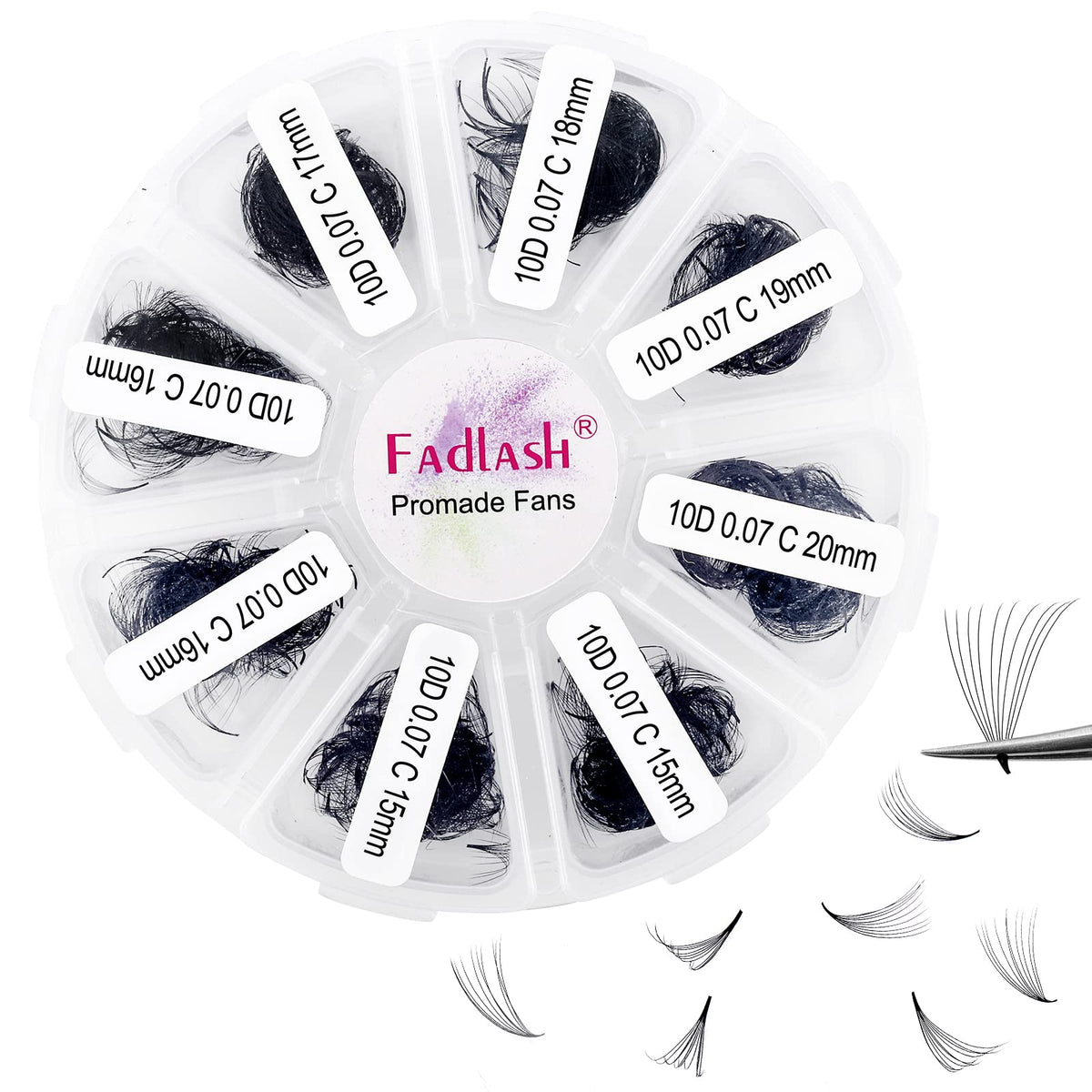 FADLASH premade lash fans mixed tray, 1000 pcs, budget-friendly option for salons.