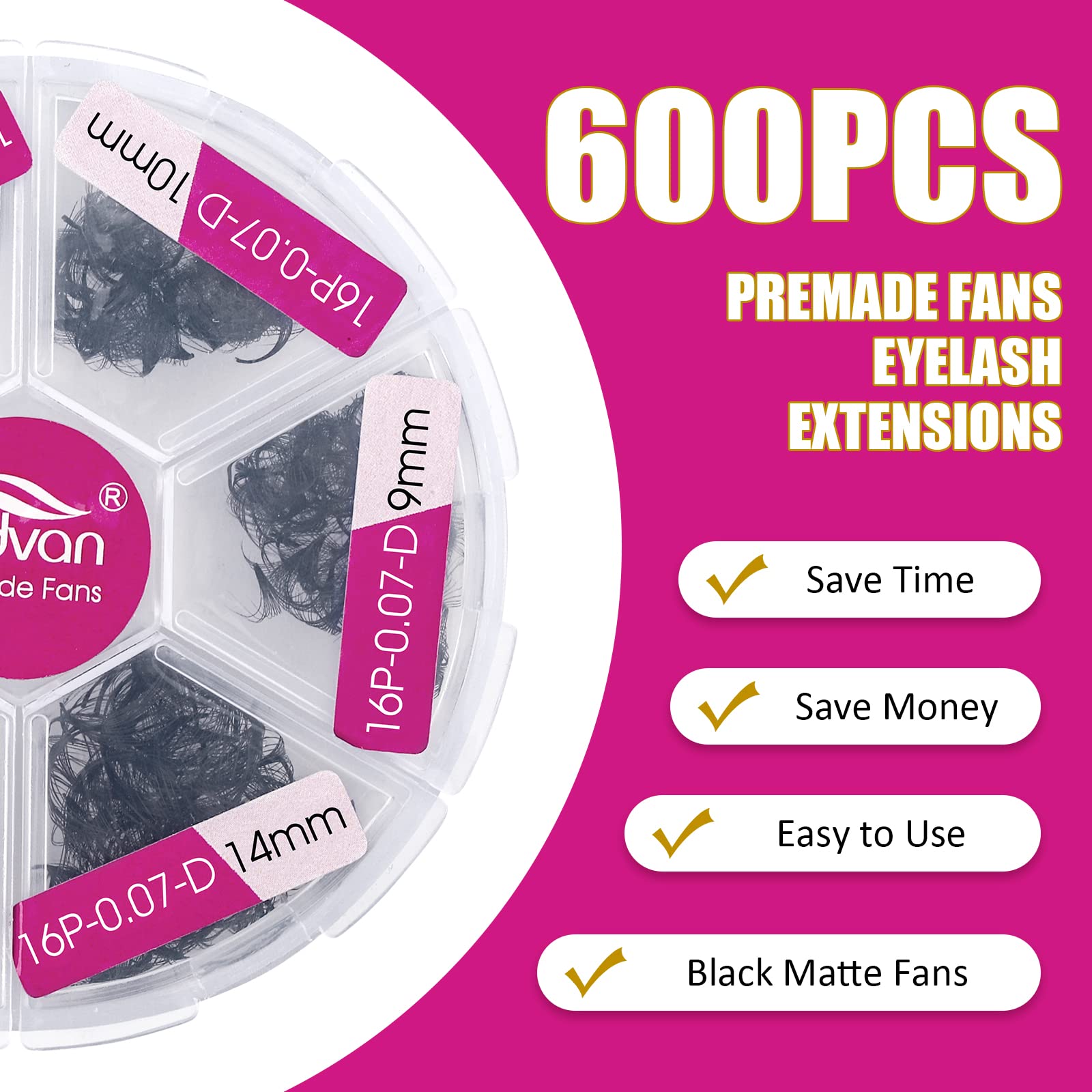 FADVAN 16D loose fans close-up reveal delicate bases for easy application.