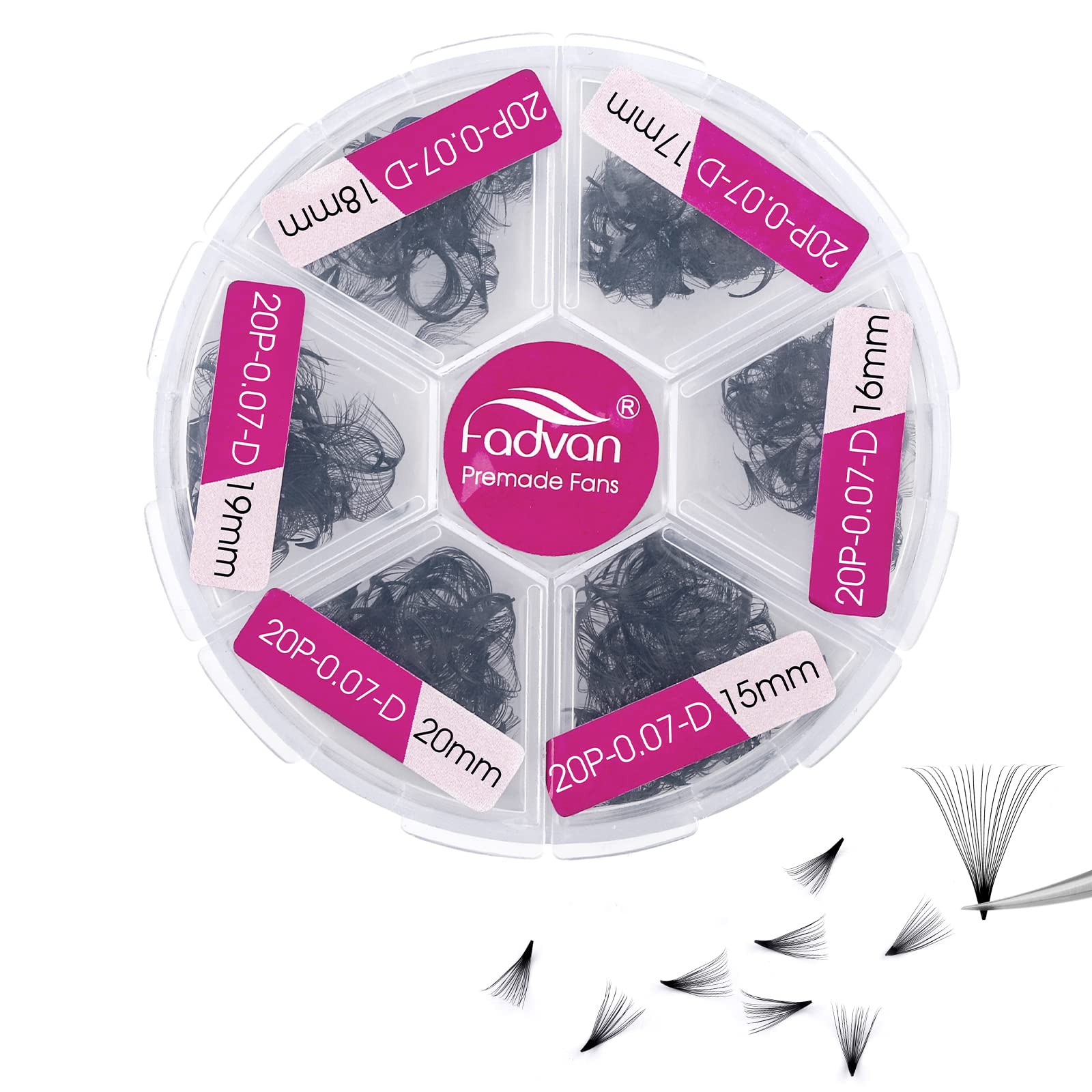 FADVAN 600 premade fans eyelash extensions box ready for efficient client fittings.