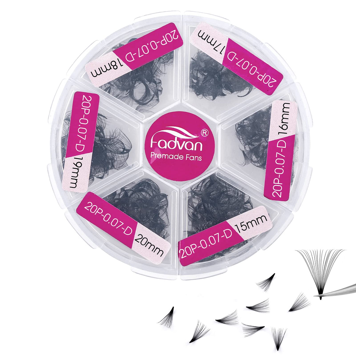 FADVAN 600 premade fans eyelash extensions box ready for efficient client fittings.