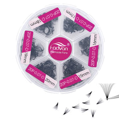 FADVAN 600 premade fans eyelash extensions box ready for efficient client fittings.
