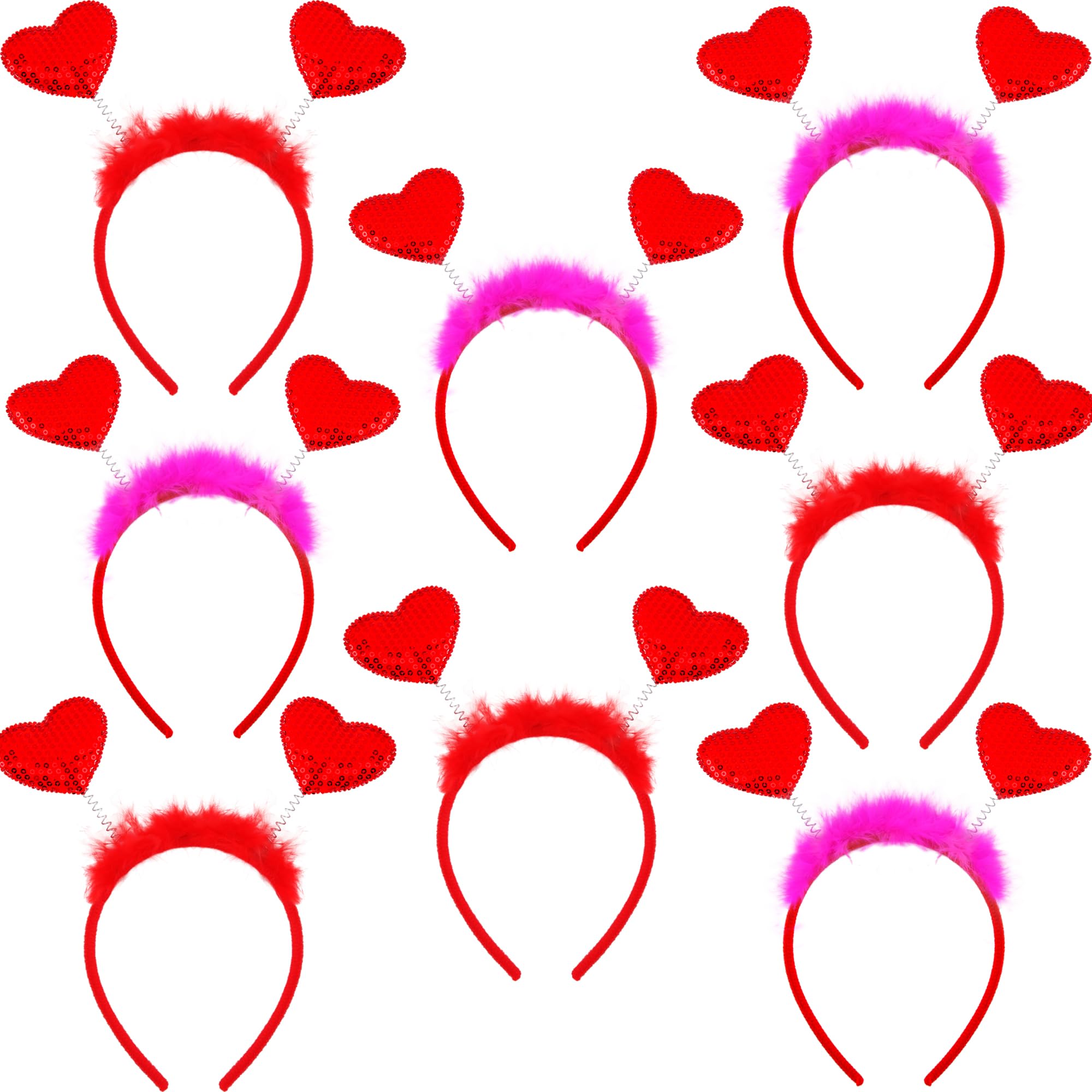 Fahacop red heart headband with feathers for romantic photos