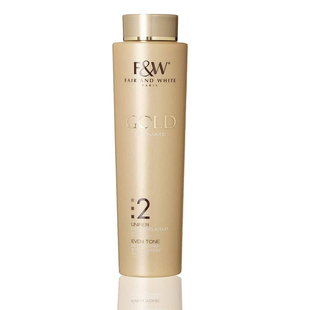 FAIR & WHITE Gold Revitalizing Body Lotion bottle for smooth, even-looking skin.