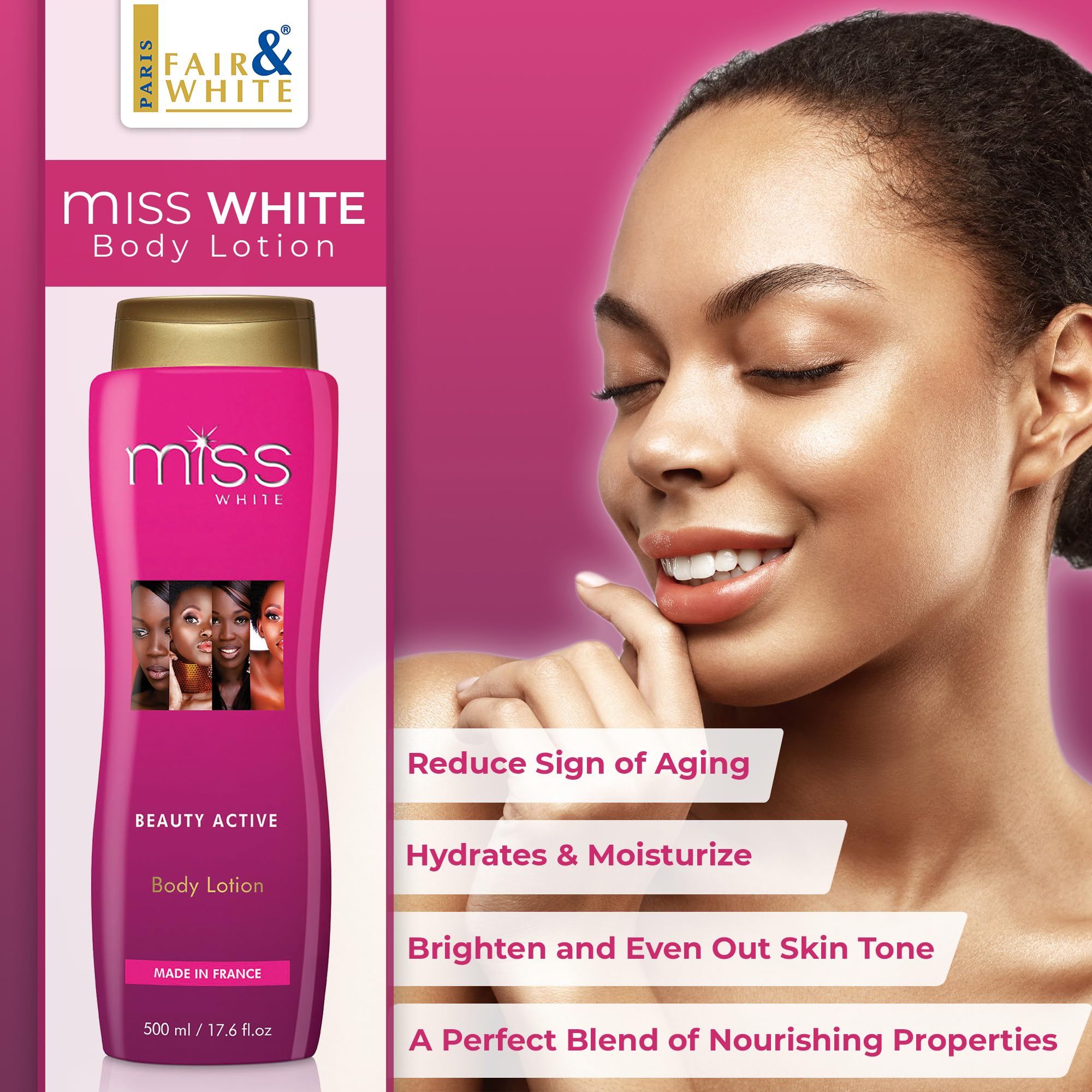Miss White packaging front with elegant design for daily use.