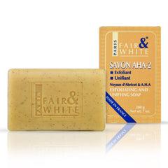 FAIR & WHITE Original AHA Exfoliating Soap bar front view for smooth skin prep