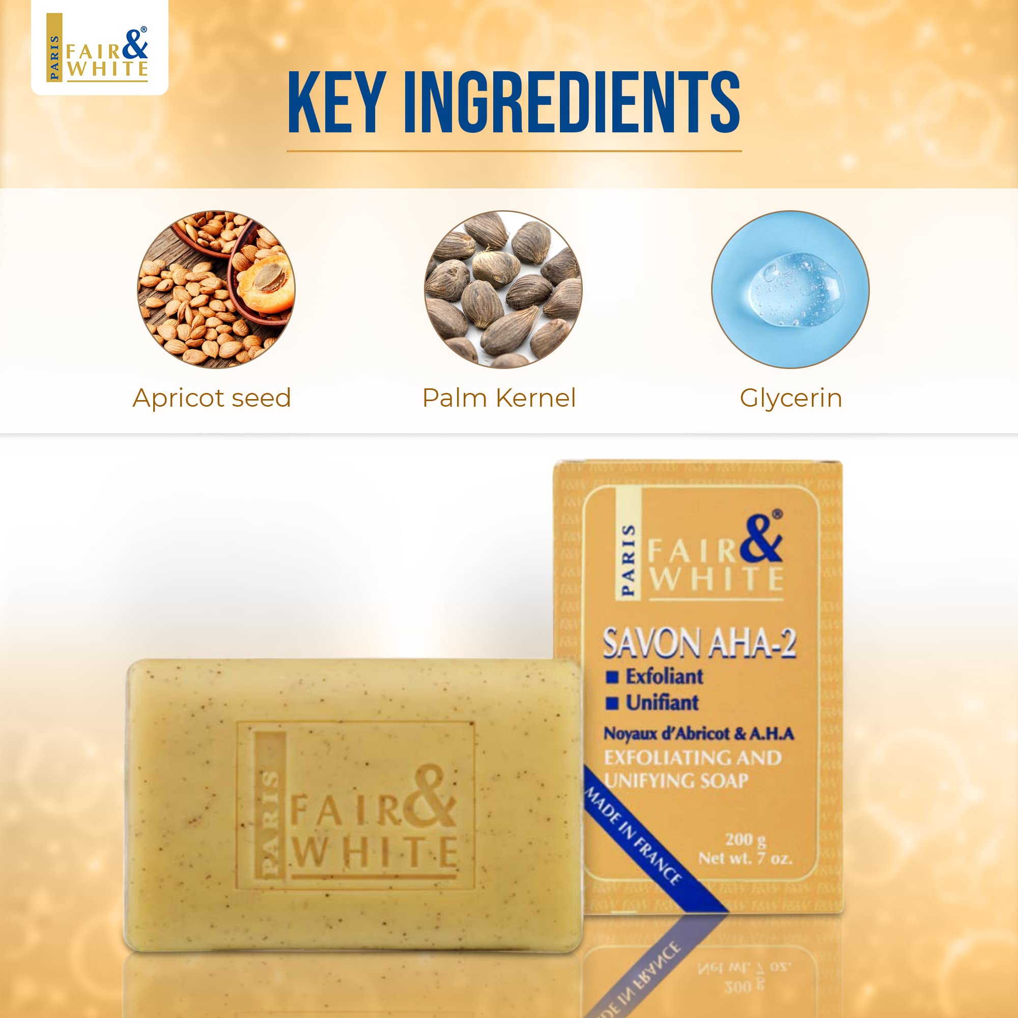 FAIR & WHITE Original AHA Exfoliating Soap texture close up shows creamy lather