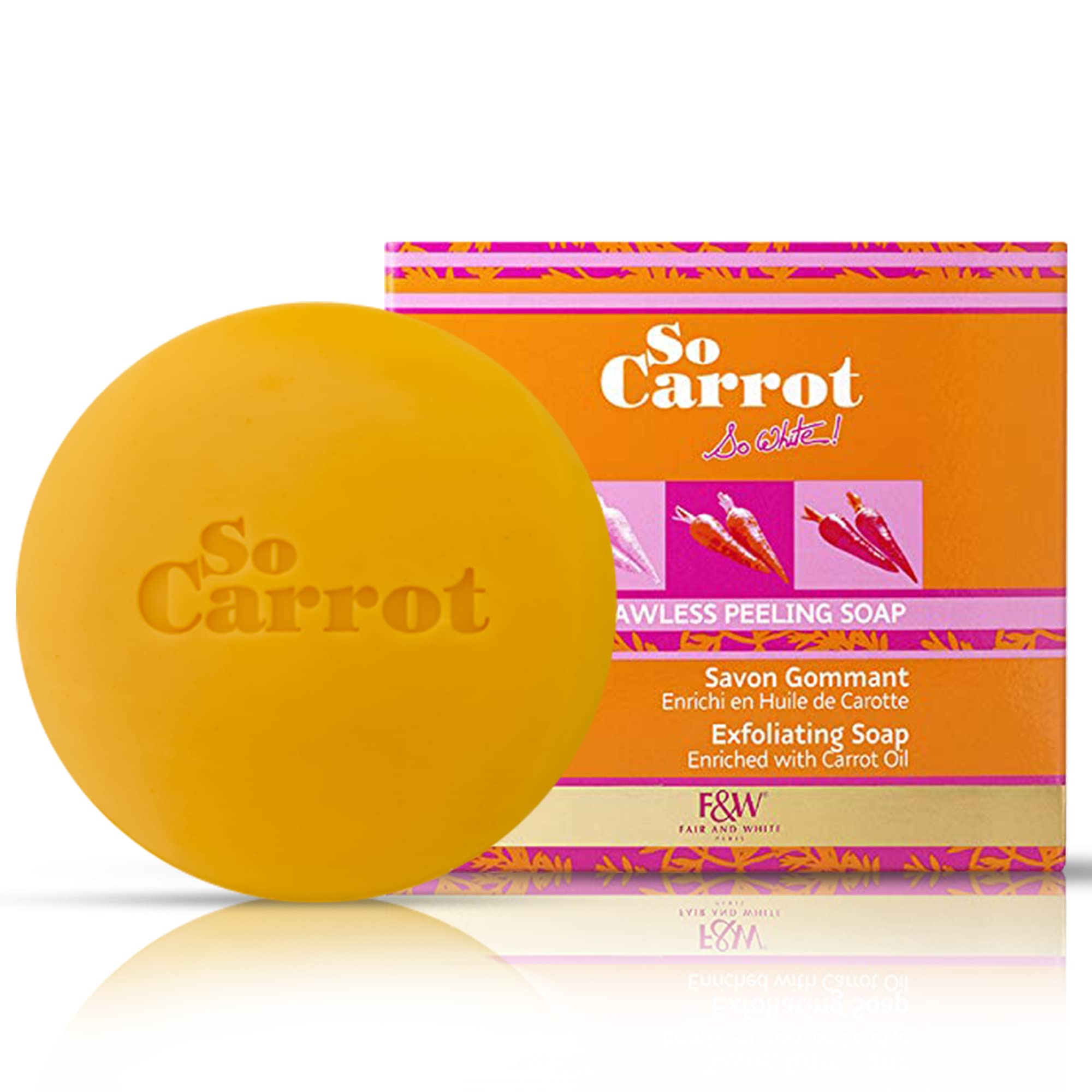 Fair & White So Carrot exfoliating bar texture close-up for gentle exfoliation