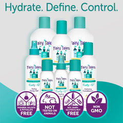Fairy Tales Curly Q trio box emphasizes convenient all-in-one curl care.